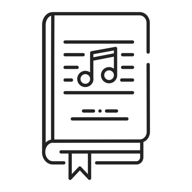 Music book black line icon. Basic knowledge about music, notes, instruments. Matherial for musical theme. Pictogram for web page, mobile app, promo. UI UX GUI design element. Editable stroke Music book black line icon. Basic knowledge about music, notes, instruments. Matherial for musical theme. Pictogram for web page, mobile app, promo. UI UX GUI design element. Editable stroke. songs and stories stock illustrations