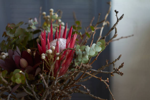istock Modern exotic bouquet without packaging, concept of ecological floristry, selective focus 1221234881