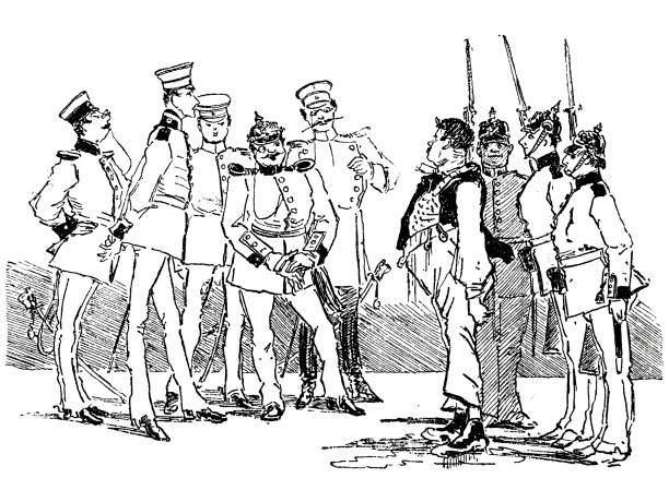 istock Officers and soldiers examine an applicant 1221235684
