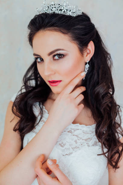 istock prncessa with the Crown bride wedding dress 1221236724