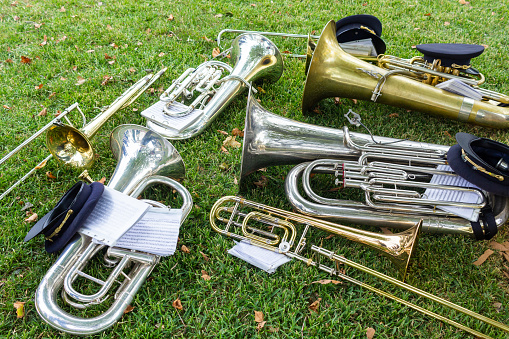 Musical instruments on the grass