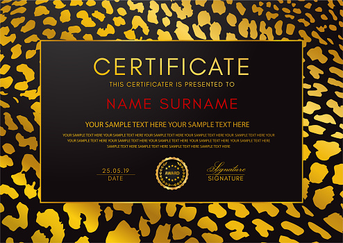 Certificate Template With Animal Print Border Stock Illustration - Download  Image Now - iStock