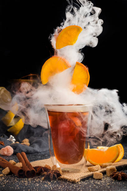 istock Hot Tea with orange and hookah smoke 1221237854
