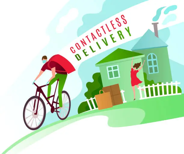 Vector illustration of Contactless delivery image