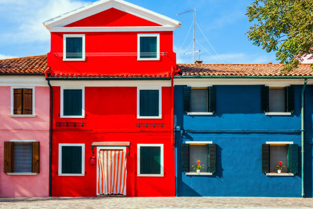 istock The red and blue colored house 1221243514