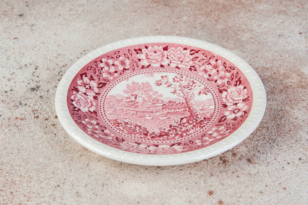 istock Antique porcelain dish on concrete background. 1221245501
