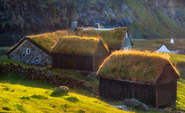 Saksun Historic Village Houses on the Faroe Islands Saksun Historic Village Houses on the Faroe Islands, post processed in HDR vágar photos stock pictures, royalty-free photos & images