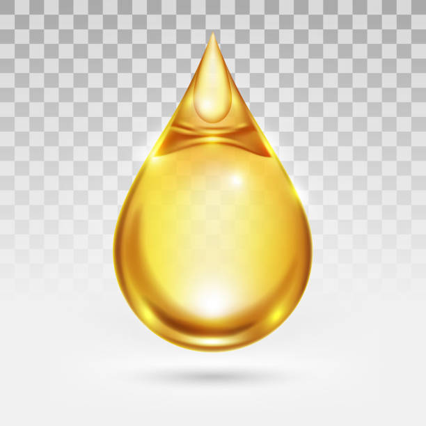 stockillustraties, clipart, cartoons en iconen met de daling van de olie of honing die op transparantie witte achtergrond, gouden gele transparante vloeistof, vectorillustratie wordt geïsoleerd - oil