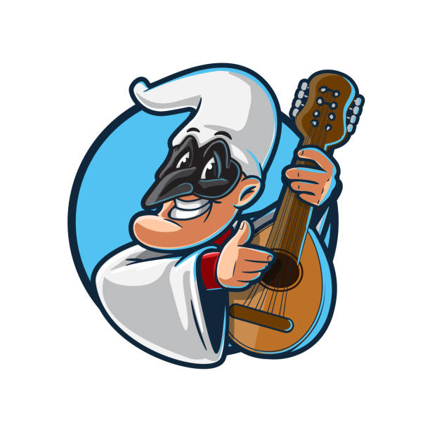 abbildung von neapel mit pizza und mandoline - papageitaucher stock-grafiken, -clipart, -cartoons und -symbole