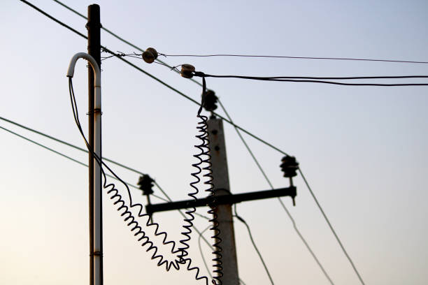 istock Power supply wire on the village house. 1221254947