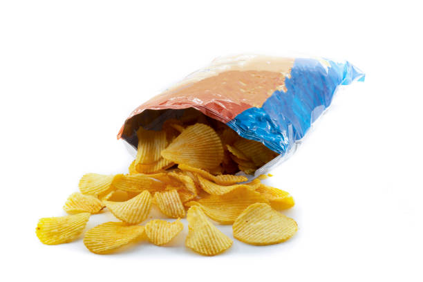 istock Bag of potato chips on white background 1221259749
