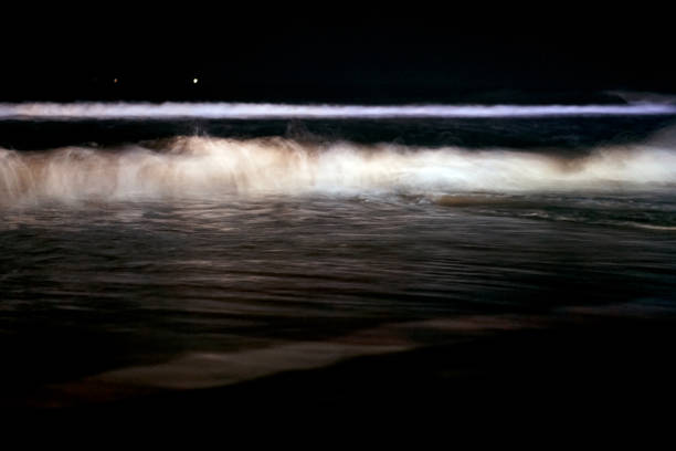 istock Night tide. Ocean waves at night. Night beach. 1221261697