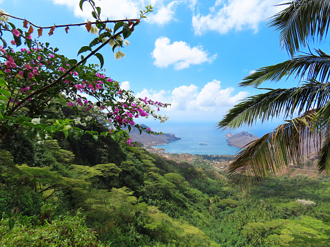 Tropical views of the island of Nuku Hiva in French Polynesia.