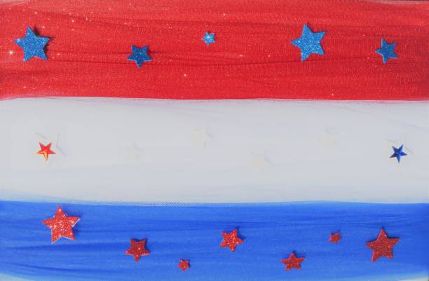 istock Red, White, Blue wide stripes; Stars; Background, Copy Space 1221261973