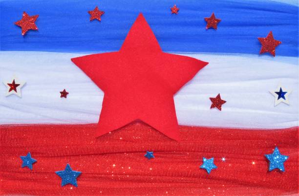 istock Red, White, Blue wide stripes; Stars; Background, Copy Space 1221261974