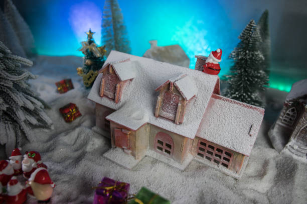 istock Traditional holiday attributes on snow. Creative artwork decorations. Empty space for your text 1221263386
