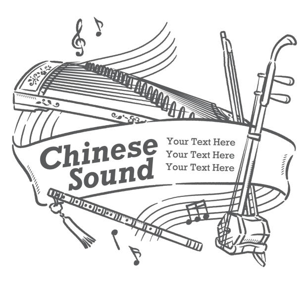 ilustrações, clipart, desenhos animados e ícones de pôster ou design de panfleto com instrumentos celtas. - erhu