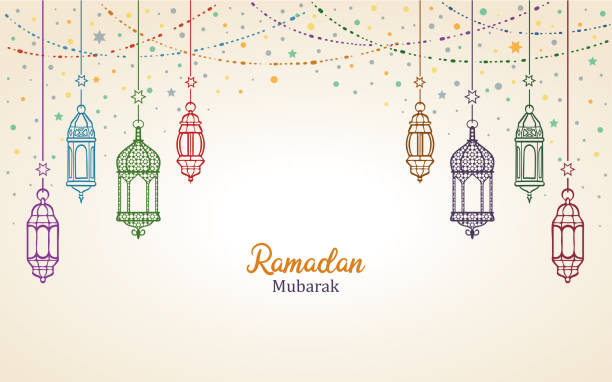 Ramadan Mubarak Ramadan Mubarak hari raya light stock illustrations
