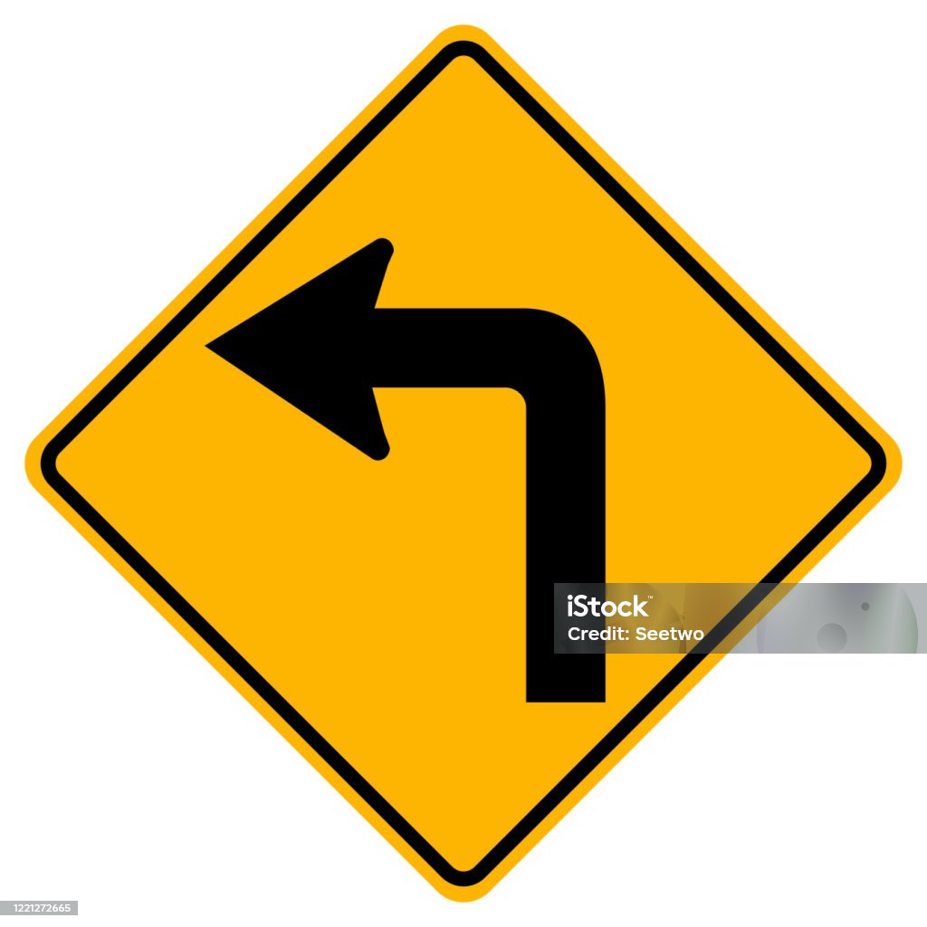 Sharp Rise Signs Warning Signs Sharp Curve To Left On White Background Stock ...