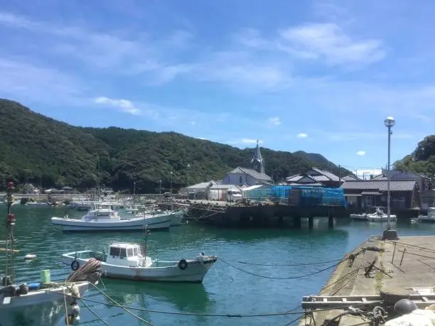 Scenery of the Sakitsu village in Amakusa Islands, famous for its World Heritage