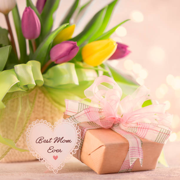istock Mother`s Day Greeting Card with A gift Box 1221279218