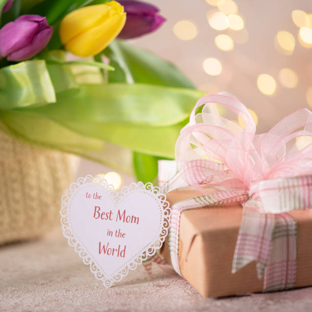 istock Mother`s Day Greeting Card with A gift Box 1221279362
