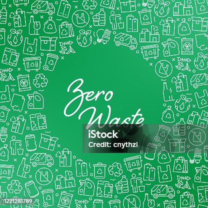 istock ZERO WASTE - Recycling and Zero Waste Concept Vector Pattern and Abstract Background. 1221281789