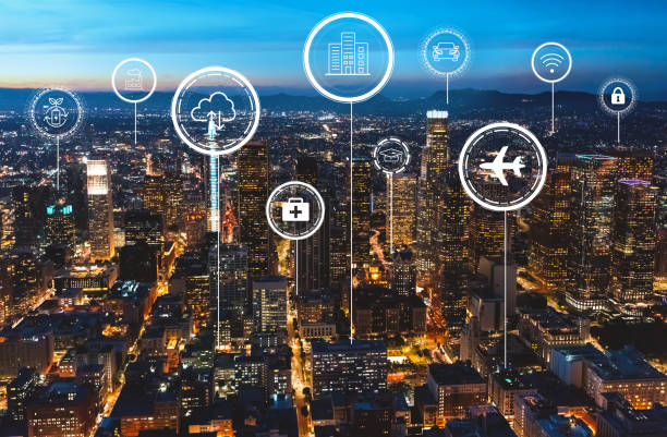 istock Smart city concept with downtown Los Angeles 1221282219