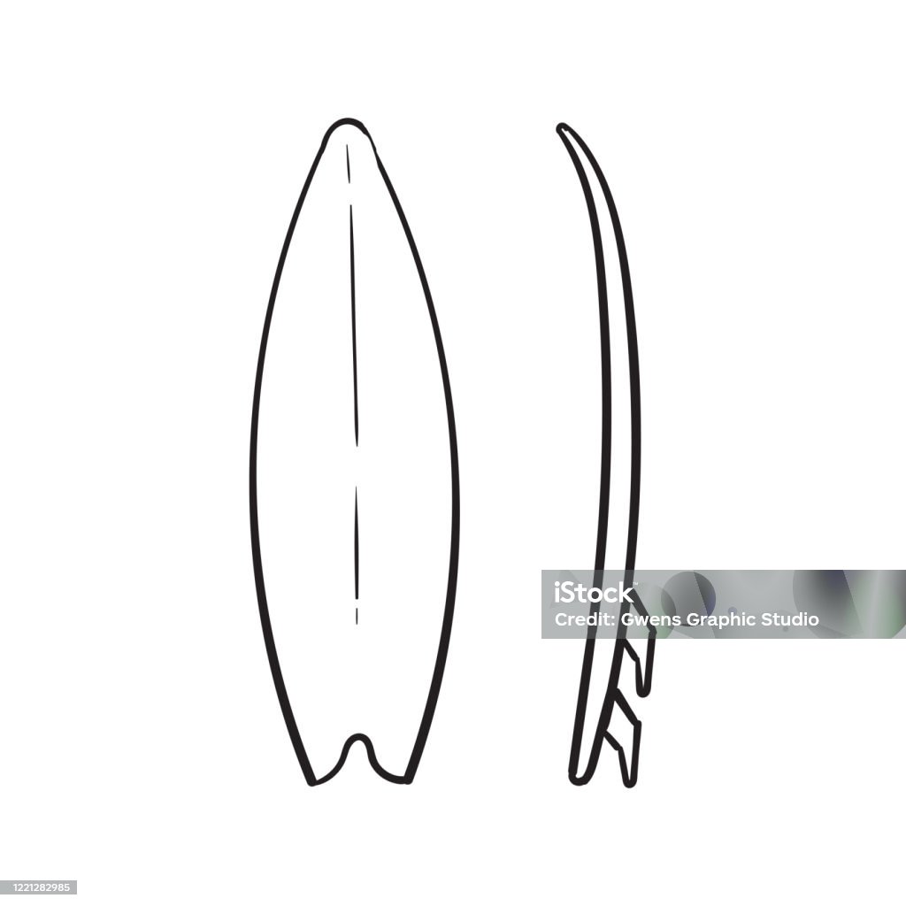 Hand Drawn Doodle Surfboard Illustration With Cartoon Style Vector Stock  Illustration - Download Image Now - iStock