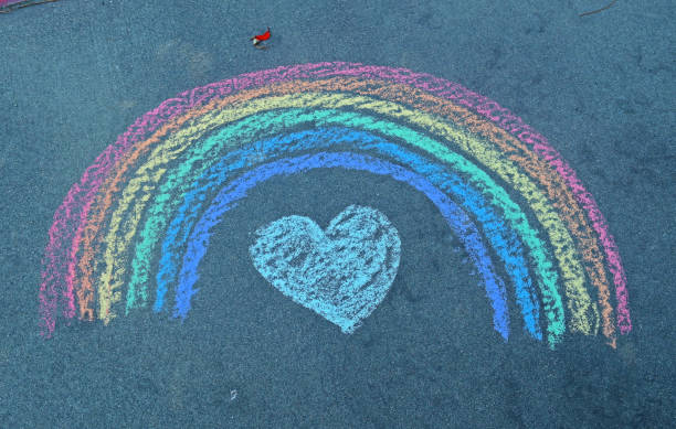 istock Rainbow and Heart Sidewalk Chalk Art 1221283842