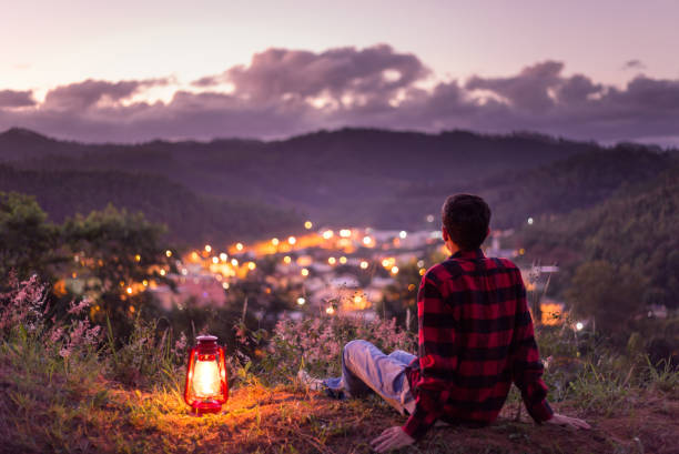 istock Feeling free with a kerosene lamp on 1221287048