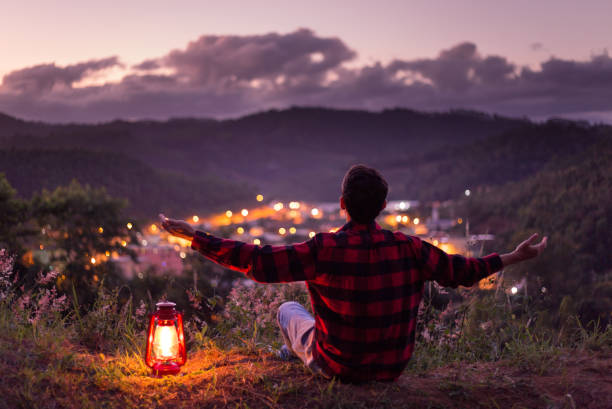 istock Feeling free with a kerosene lamp on 1221289277