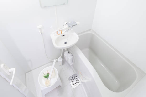 istock bathroom with shower and bathtub 1221290365