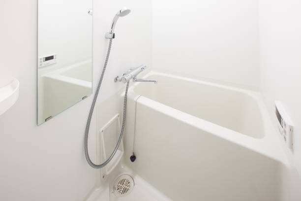istock bathroom with shower and bathtub 1221290998