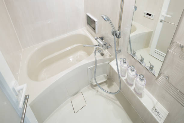 istock bathroom with shower and bathtub 1221291093
