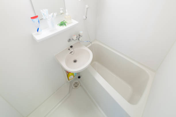 istock bathroom with shower and bathtub 1221291105