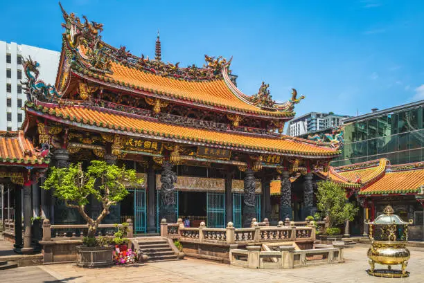 Lungshan Temple of Manka, built in Taipei in 1738 by settlers from Fujian during Qing rule in honor of Guanyin.