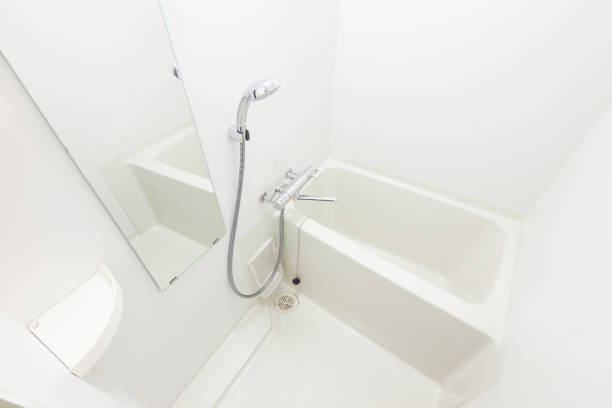 istock bathroom with shower and bathtub 1221291193