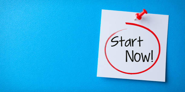 istock White Sticky Note With Start Now And Red Push Pin On Blue Background 1221291258