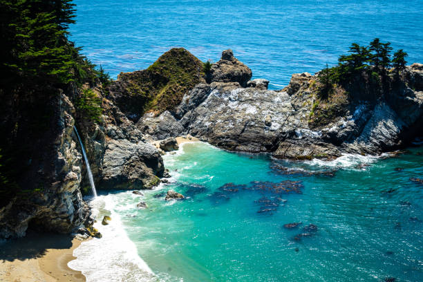 istock Tropical Coastal Paradise at Julia Pfeiffer State Park Waterfall along the Pacific Coast Highway in Central California in Bur Sir 1221292081