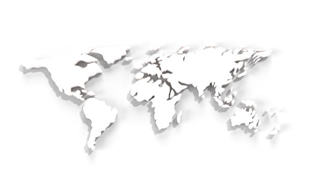 istock White earth. World countries map. 3D map. Horizontally world map. isolated on white background. 3d render 1221295465