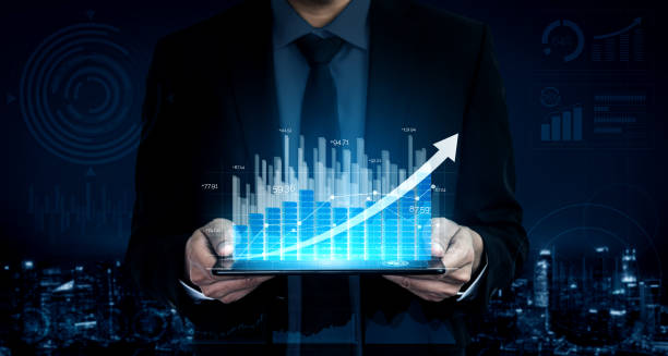 istock Double Exposure Image of Business Profit Growth 1221296246