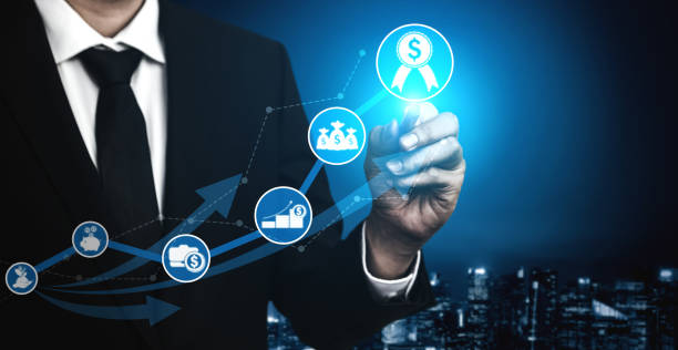 istock Double Exposure Image of Business Profit Growth 1221296247
