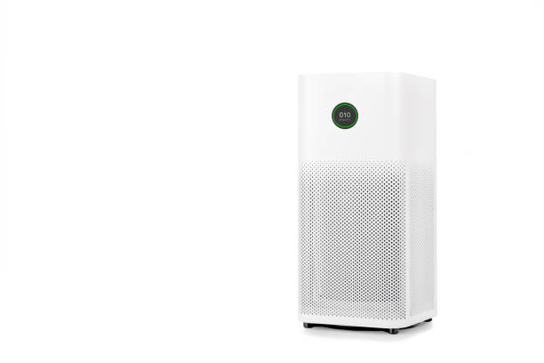 purificatore d'aria con filtro per la rimozione più pulita della polvere fine pm2.5 isolata su sfondo bianco - air cleaner foto e immagini stock