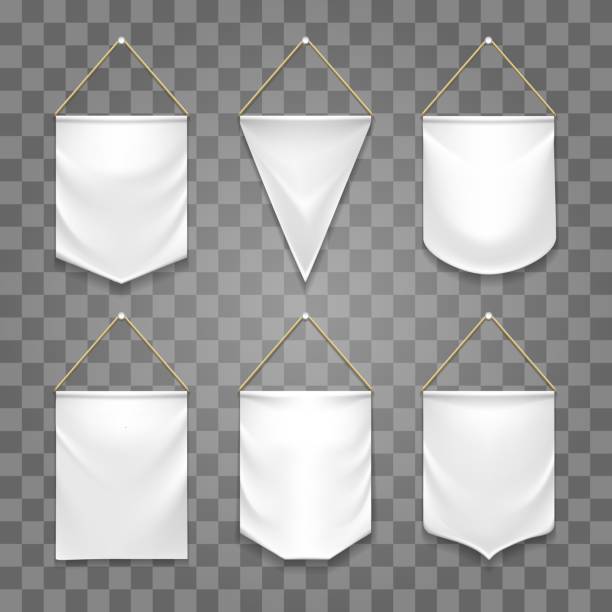 ilustrações de stock, clip art, desenhos animados e ícones de blank white pennant set - pennant