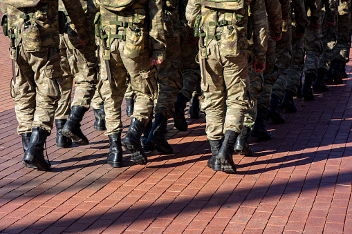 Soldiers at Military Parade on Qatar National Day on the 18th of December 2018 in Doha, Capital City of Qatar. The event is held on December 18th of every year since 2007.