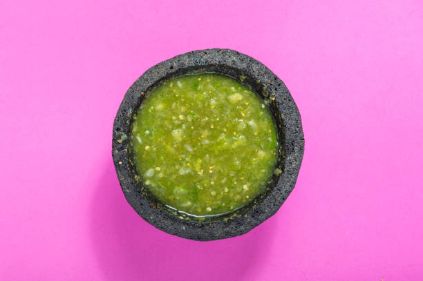 Raw salsa verde ingredients, Mexican food, green sauce