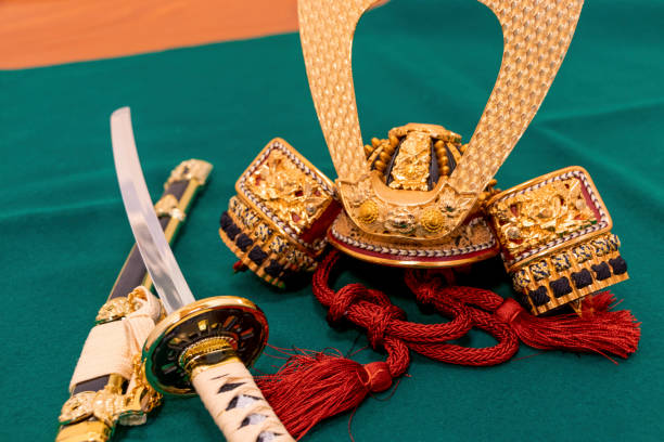 istock Helmet and sword of Japanese samurai 1221305226