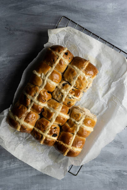 istock Fresh home made Hot Cross buns straight from the oven. 1221306130
