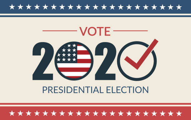ilustraciones, imágenes clip art, dibujos animados e iconos de stock de elecciones presidenciales de 2020. bandera del voto electoral de los estados unidos. - electing